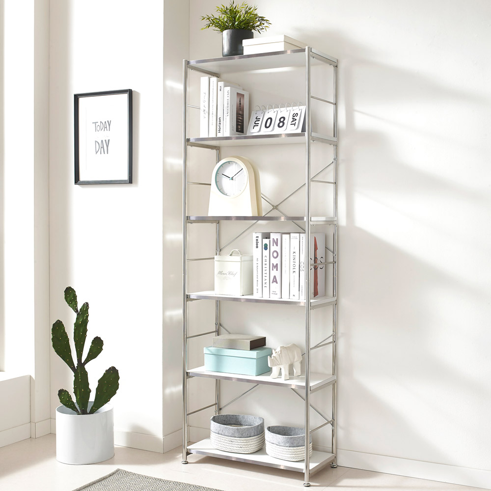 키모 스페셜 미드센츄리 수납 선반 책장 6단, 6단, 화이트, 현재가 70,900원