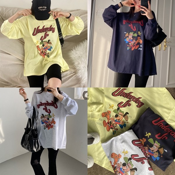 렛잇샤인 여성빅사이즈 루즈핏 데일리 언독 긴팔 박스티셔츠 28,900원