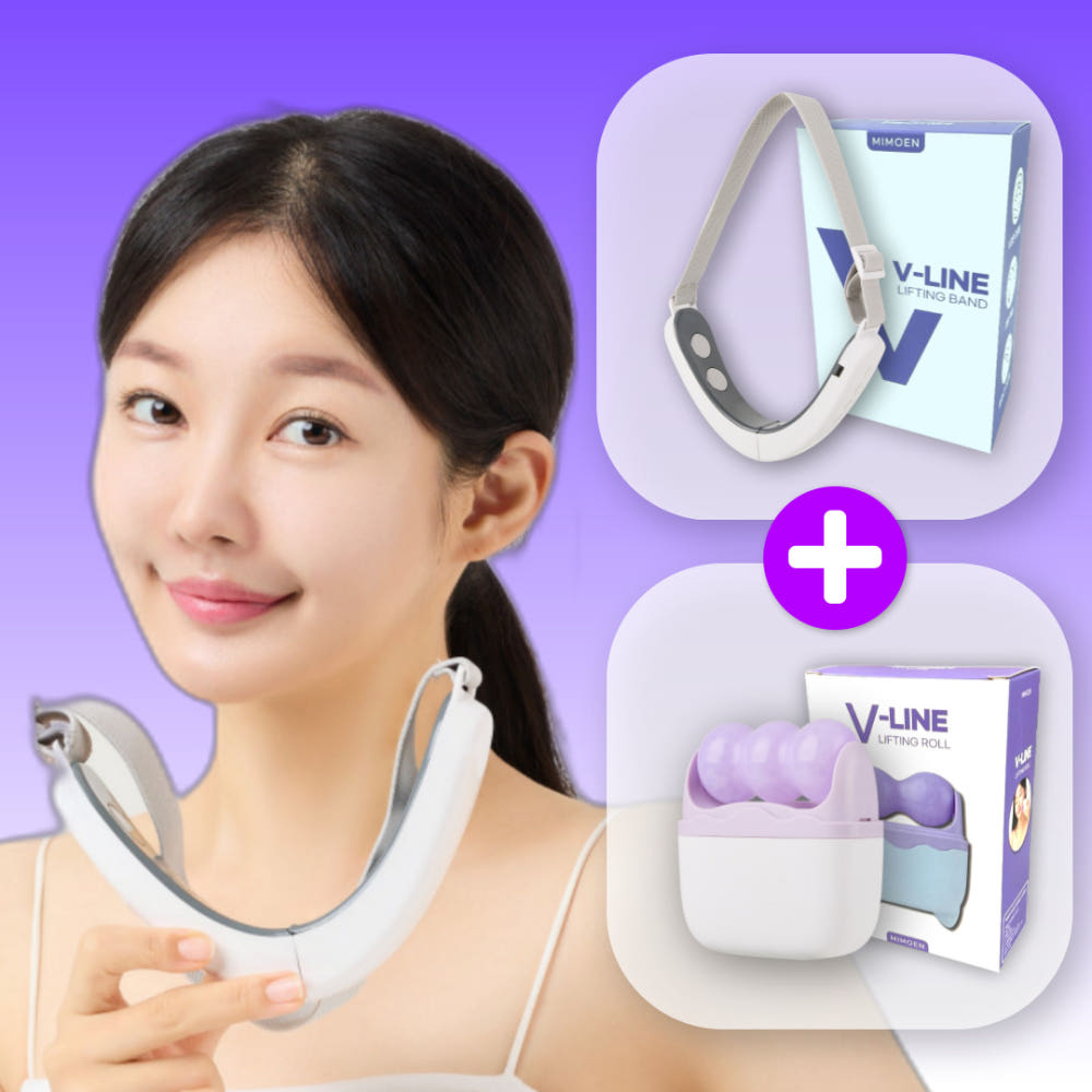 미모엔 이중턱 턱살 브이라인 리프팅 밴드 + 활경근 마사지기 V라인 세트, 1세트, 화이트/퍼플 42,900원