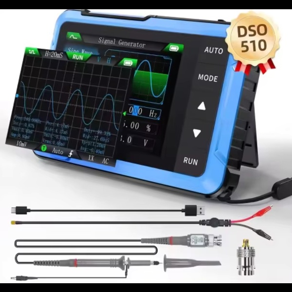 오실로스코프 디지털 휴대용 멀티미터 프로브 듀얼 채널 전기 전류 탐지기  테스터 FNIRSI DSO510 DSO153 미니 핸드 헬드 2 IN 1 48 MSs 10MHz 대역폭 전 74,350원