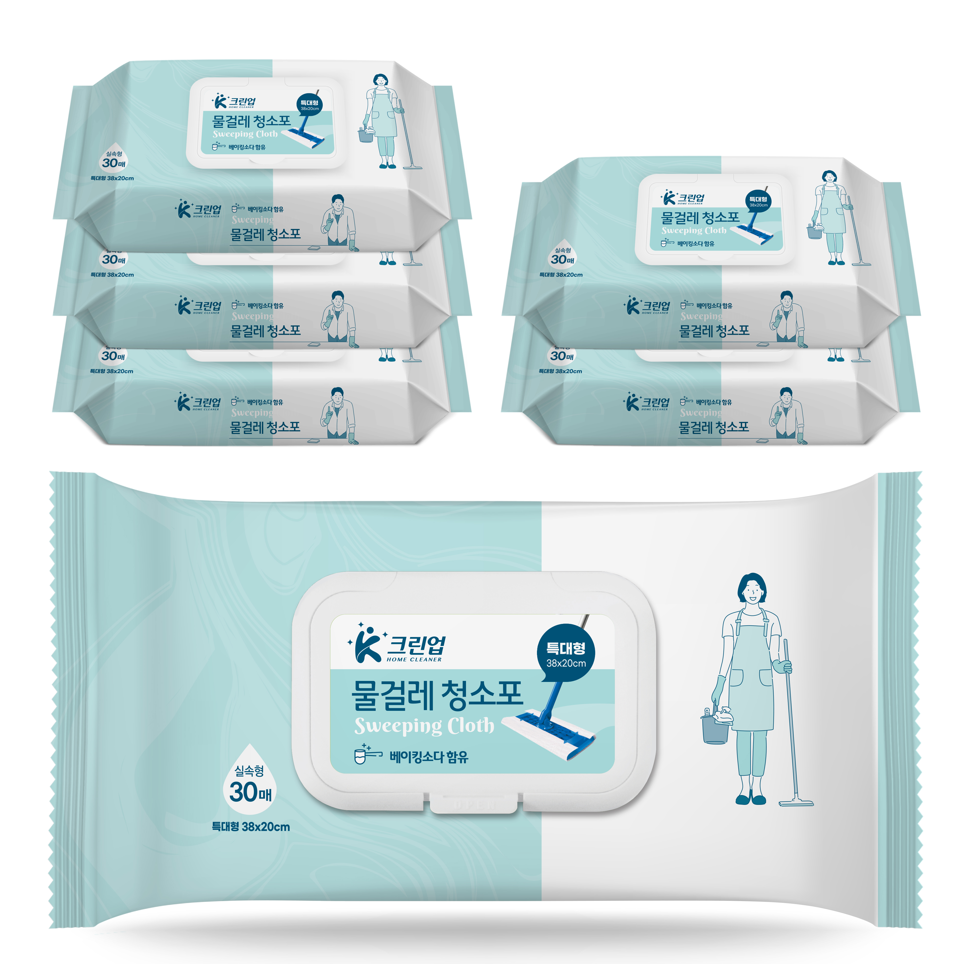 케이크린업 물걸레 청소포 30매, 6개 12,520원