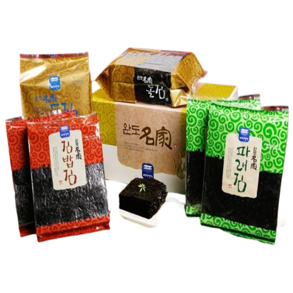 완도명가 김세트2호 (돌김 100장 x 3속, 김밥김 100장 x 2속, 파래김 100장 x 2속) 92,000원