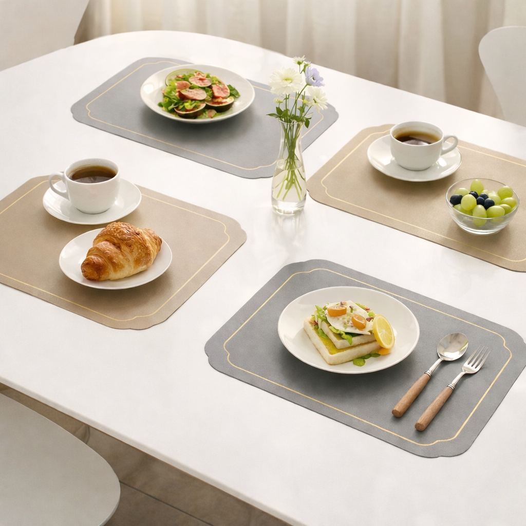 에니픽 양면 방수 세척편한 테이블매트, 4개, 45x30, 그레이+골드 15,100원