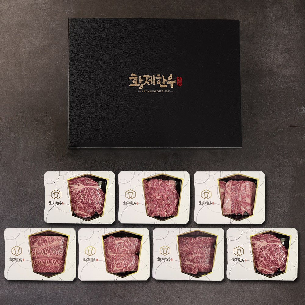 [황제한우] 1++ 꽃품황세트 1.75kg 마장동 투뿔한우 구이용 선물세트 (등심, 채끝, 부채살, 업진살, 국거리) 290,000원