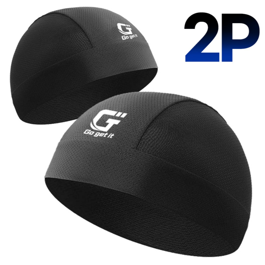 [Go Get It] 한국인 두상에 맞는 이너캡 / 자전거 오토바이 헬멧 쪽모자 / 땀 흡수 모자 / 러너스 비니 / 달리기 땀모자 1+1, 블랙(black) 2개 17,890원