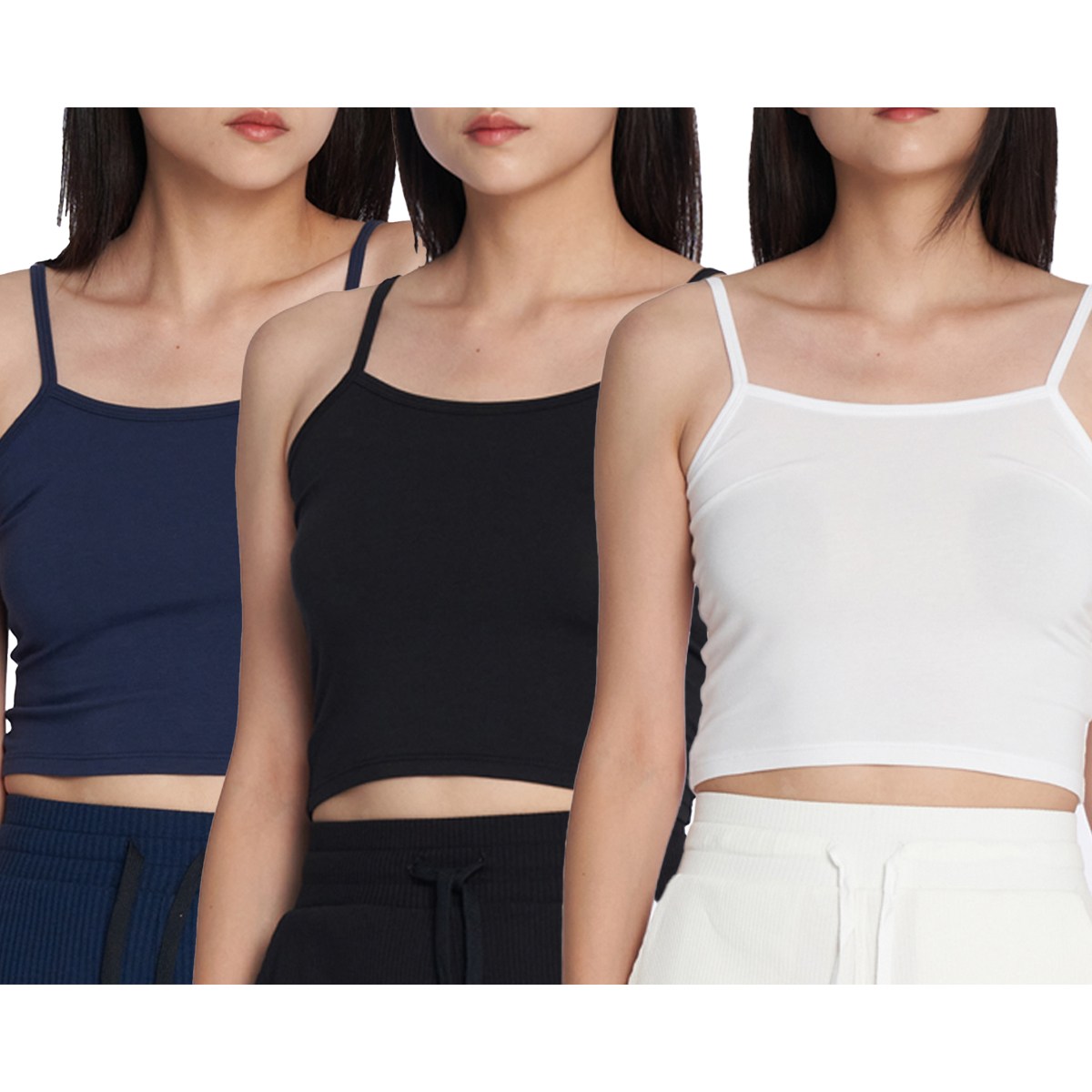 24COMMA CATS005 시티 올 데이 텐셀 모달 여성 크롭 끈나시 3p 15,900원