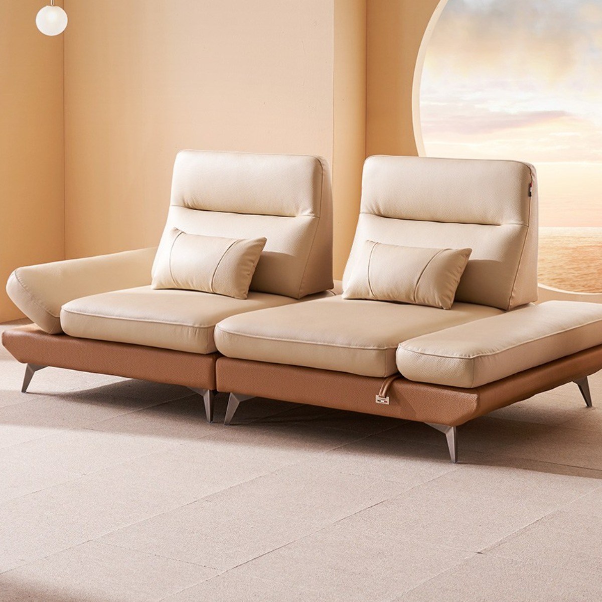 쉐우드가구 드벨리 이태리 천연통가죽 기능성 스윙 소파 3인용 / 국내제조 자재등급(E0), 콤비 1,699,000원