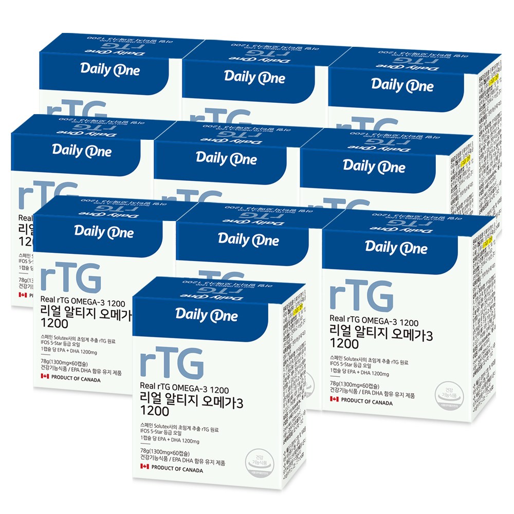 데일리원 리얼 알티지 오메가3 1200 초임계 추출 EPA 및 DHA 60캡슐 272,600원