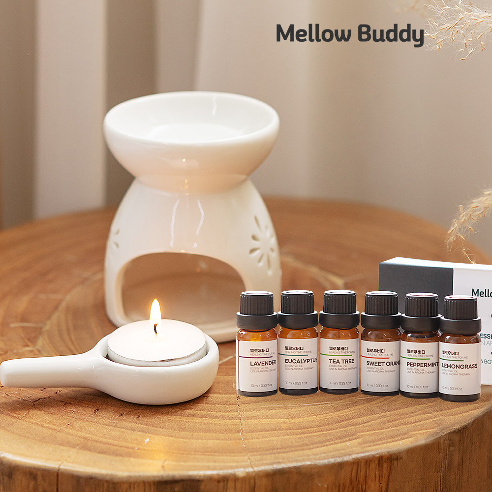 멜로우버디 천연 아로마 오일 6종 세트 +오일버너 워머 램프 27,860원
