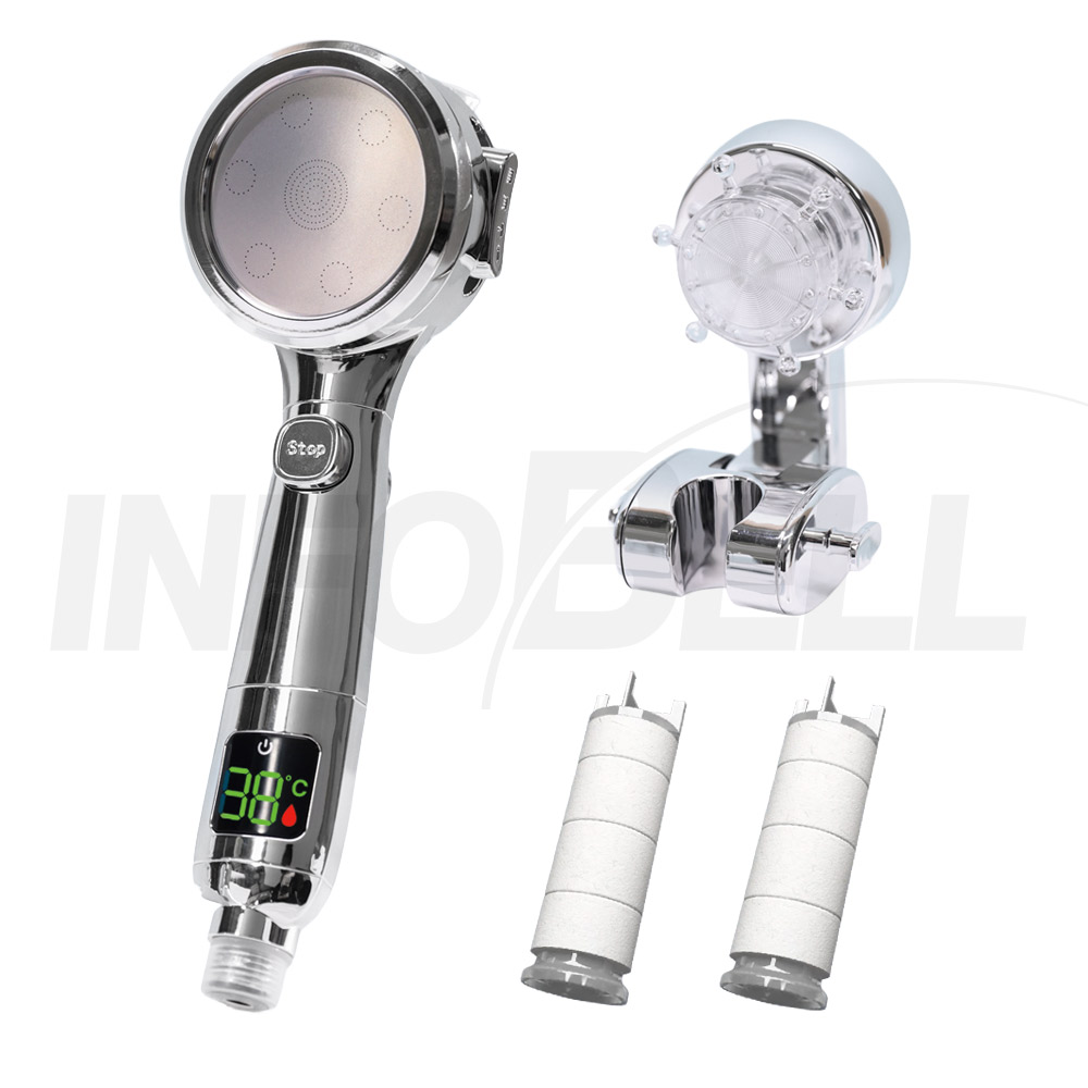 [TV홈쇼핑정품 인포벨]미국 토미로더 스마트 온도 샤워기헤드 샤킹 수압상승 고압 원터치버튼 필터 샤워기, 실버, 1개 29,900원