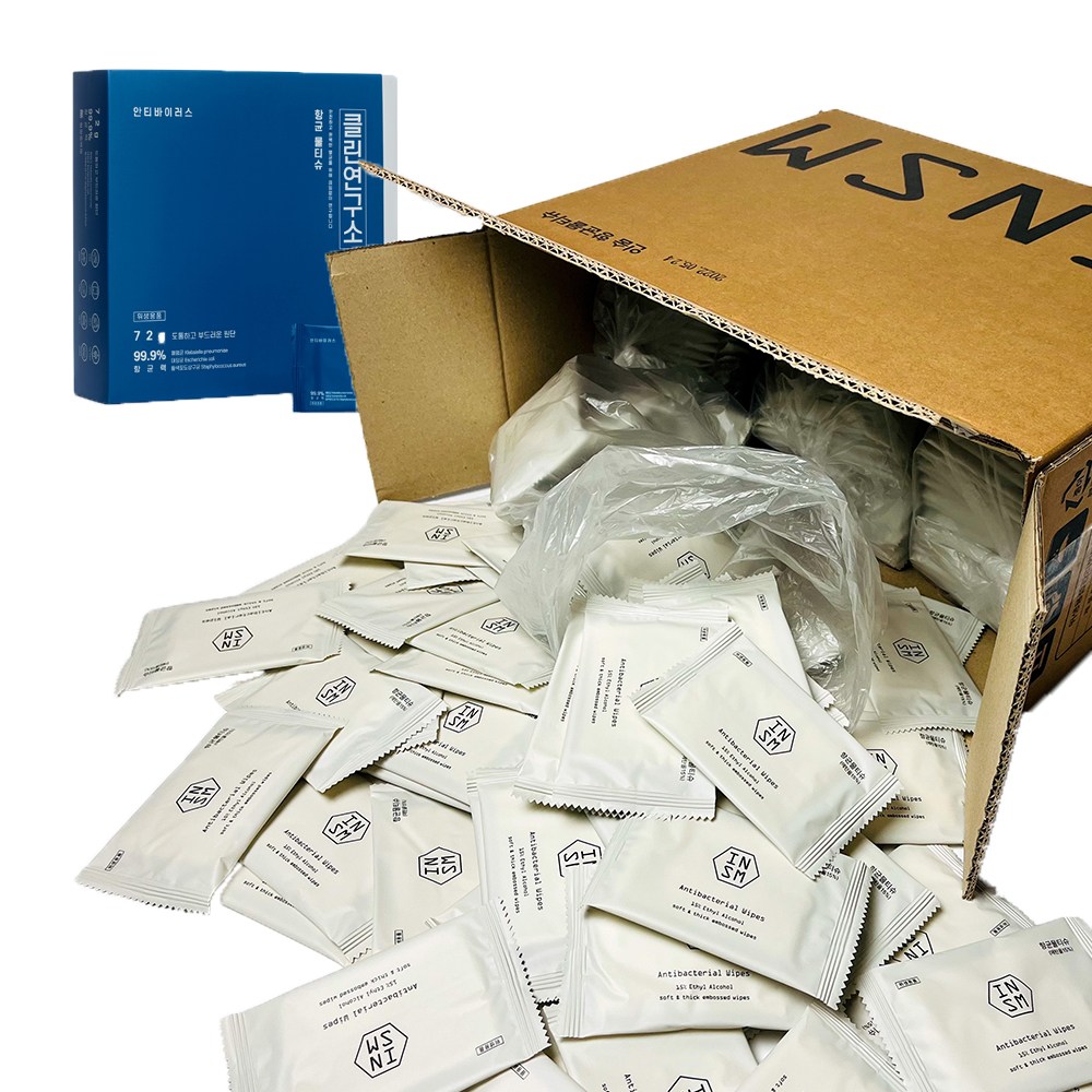 클린연구소 리뉴얼 인숨 저자극 항균물티슈 박스형 개별포장 실속형(400매입), 400개, 1매 59,500원