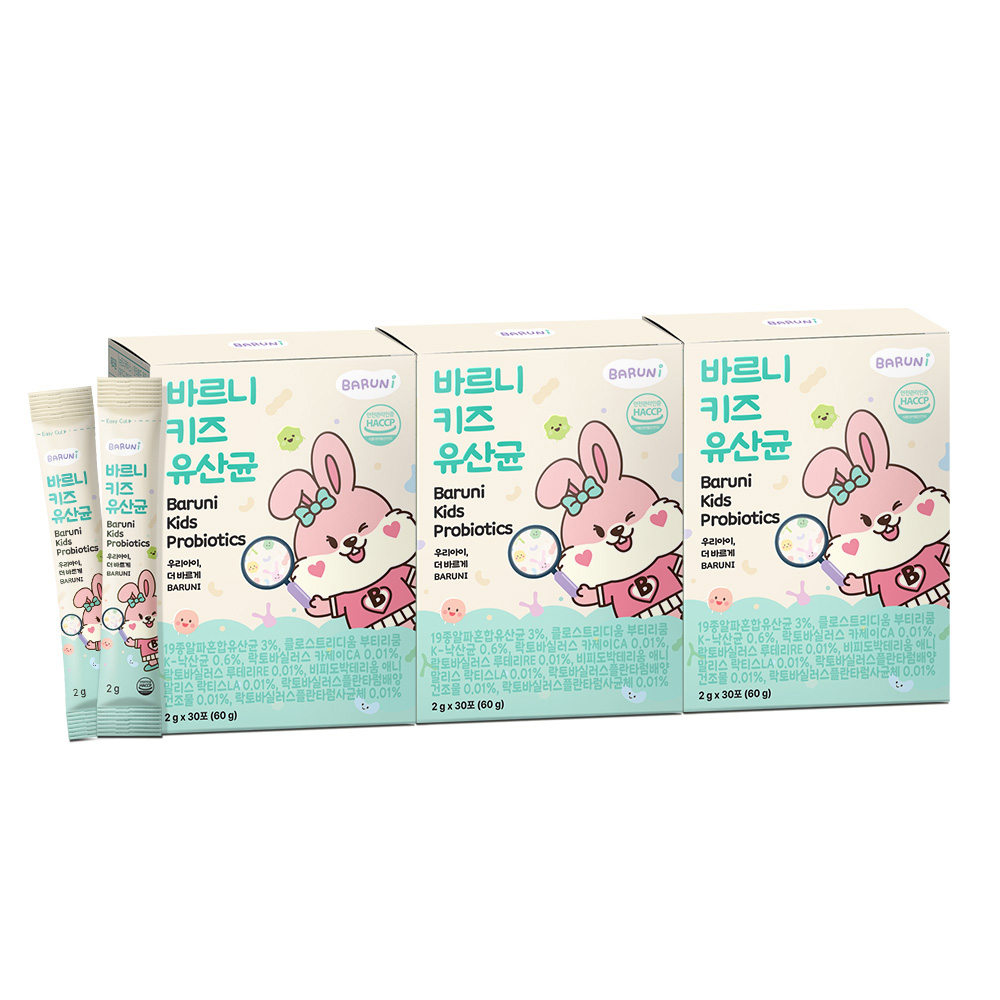바르니 키즈 유산균 어린이 낙산균 프로바이오틱스, 3박스, 60g 25,900원