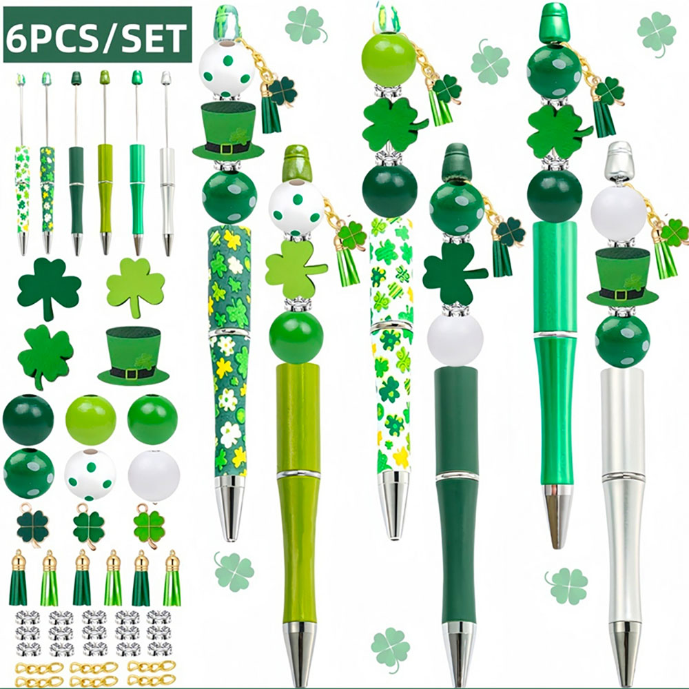토이즈데이 볼꾸 비즈 볼펜 꾸미기 세트 요즘 유행 여아 단체 선물, 1세트, 클로버 6pcs 16,900원