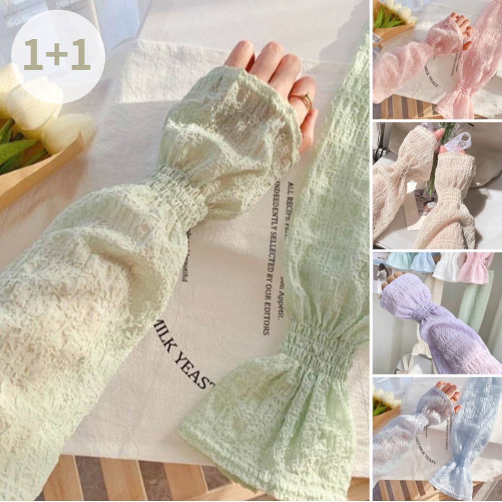 1+1 여성 운전 손등 팔토시 커버 자외선차단 사무용 사무실 여름 쿨 토시 레이스 팔 햇빛 가리개, 화이트+퍼플, 1개 13,800원