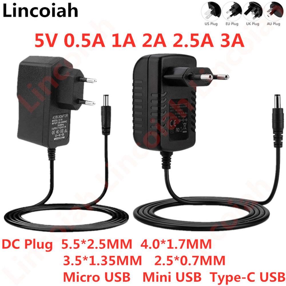 dc 전원 아답터 변환 노트북  DC 5 V 0.5A 1A 2A 2.5A 3A AC 100-240V 컨버터 어댑터 볼트 1000MA 스위치 공급 장치 충전기 미니 마이크로 타입-C 11,900원