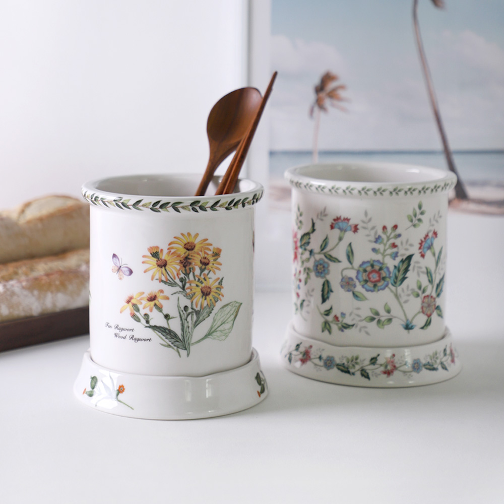 국산 도자기 가든 물빠짐 수저통 2종 선택, 프로방스, 1개 25,500원