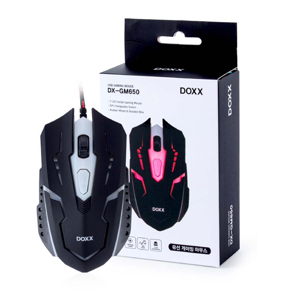 DOXX LED 유선 게이밍 마우스, 블랙, DX-GM650 7,580원