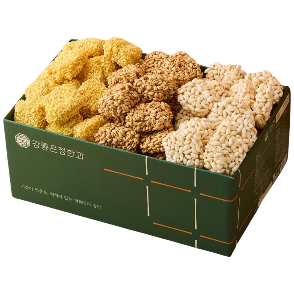 강릉은정한과 강릉미니과줄 한입한과세트 3종 보리 통밥 단호박 한입과줄 간식 돌 결혼식 답례품 디저트 부모님 선물, 1개 38,000원