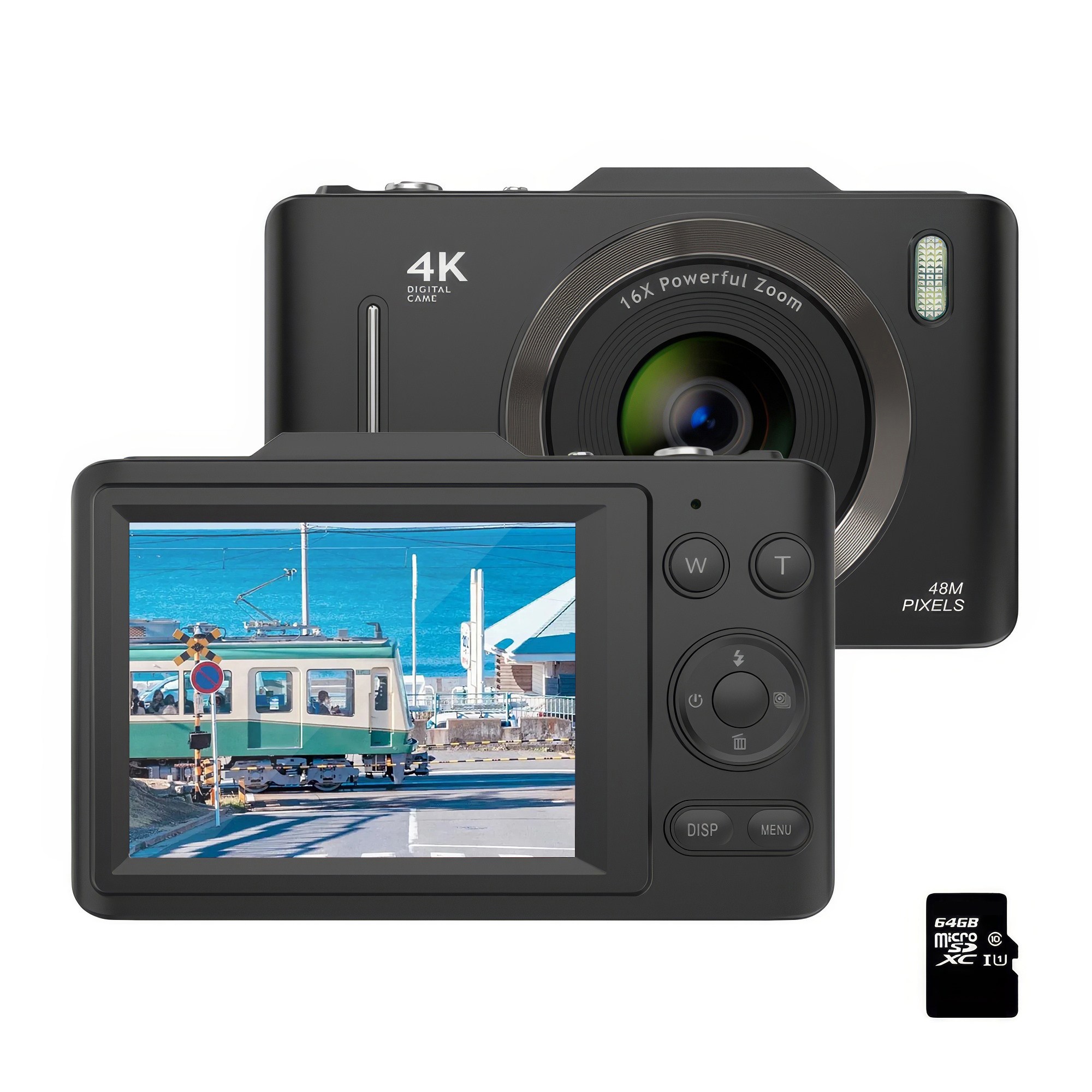 RUN기술 신상 하이엔드 미니 디지털 카메라+64G메모리카드, 블랙 89,000원