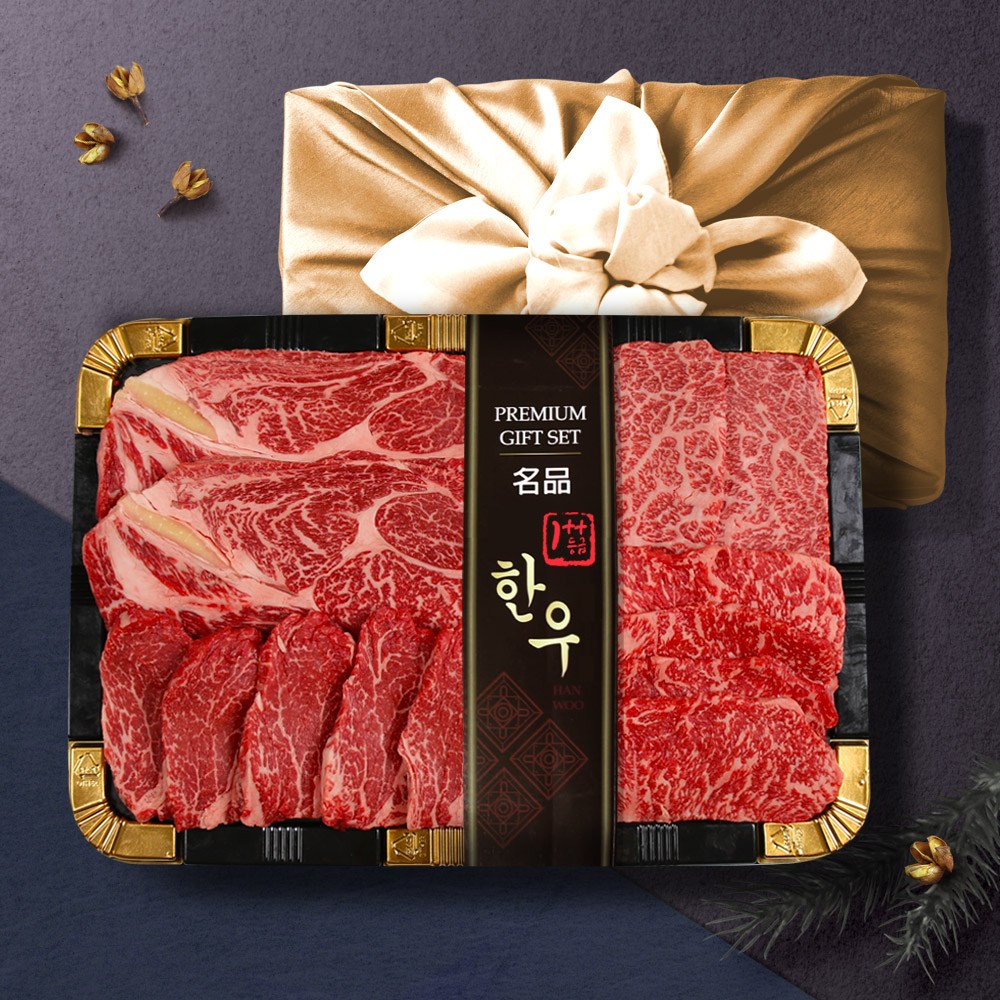 투뿔 한우선물세트 1++ 구이용 선물포장 냉장 소고기 명절, 13호_1++등급)등심+안심+채끝+특수부위(1kg) 211,800원