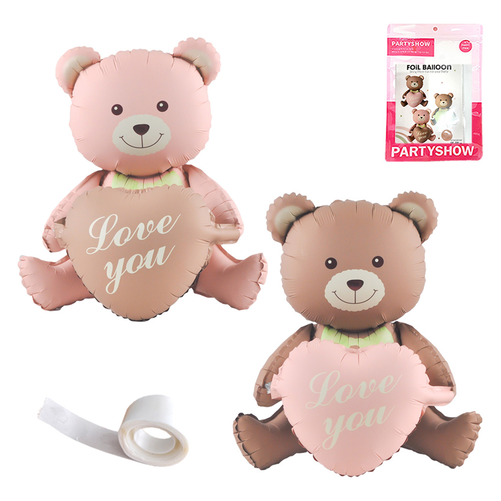 파티쇼 생일 프로포즈 곰돌이 은박 풍선 러브 하트 2p + 글루닷 접착 스티커 세트 6,760원