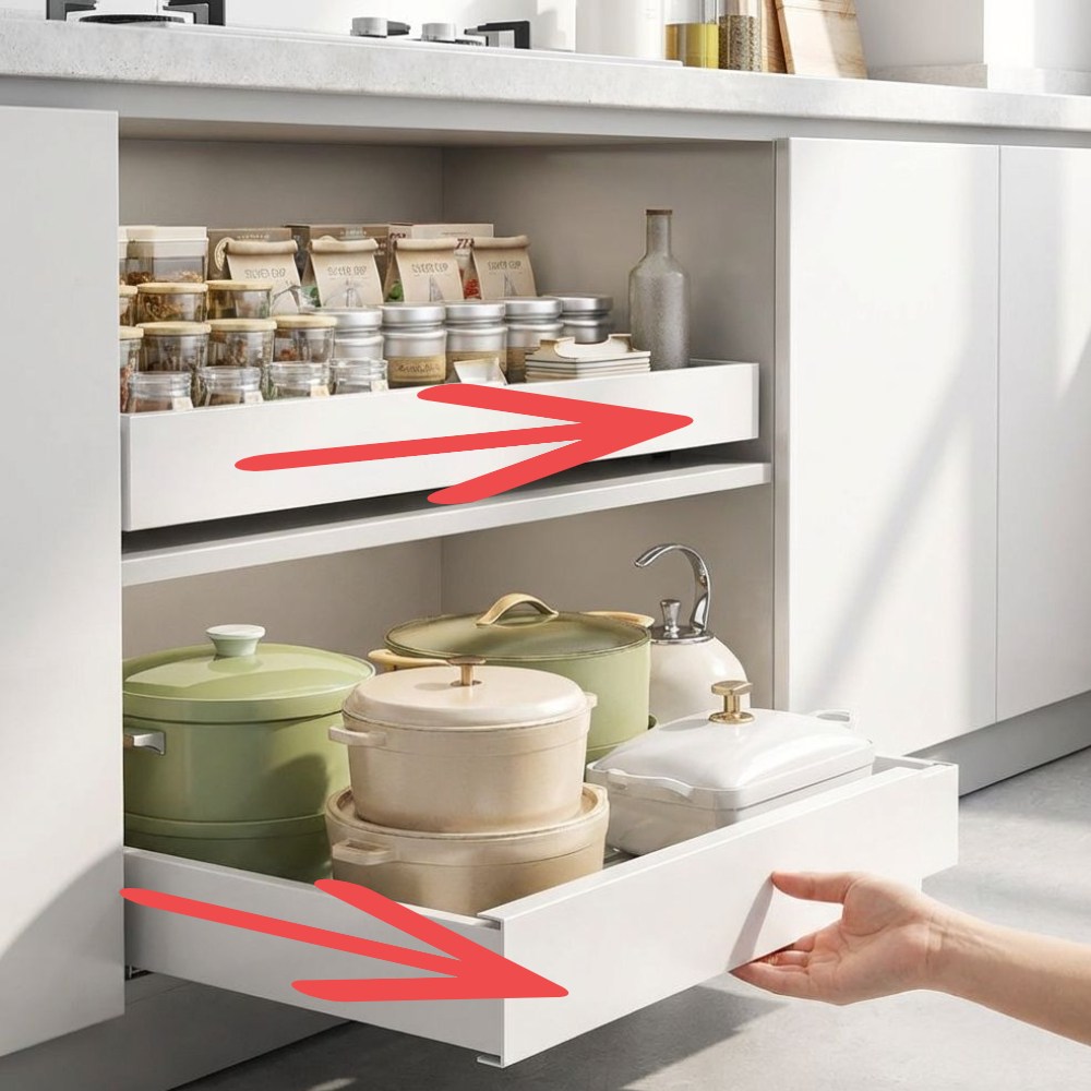 릴플로 무타공 확장형 서랍식 슬라이딩 주방 하부장 선반, 매트화이트, 1개 37,900원