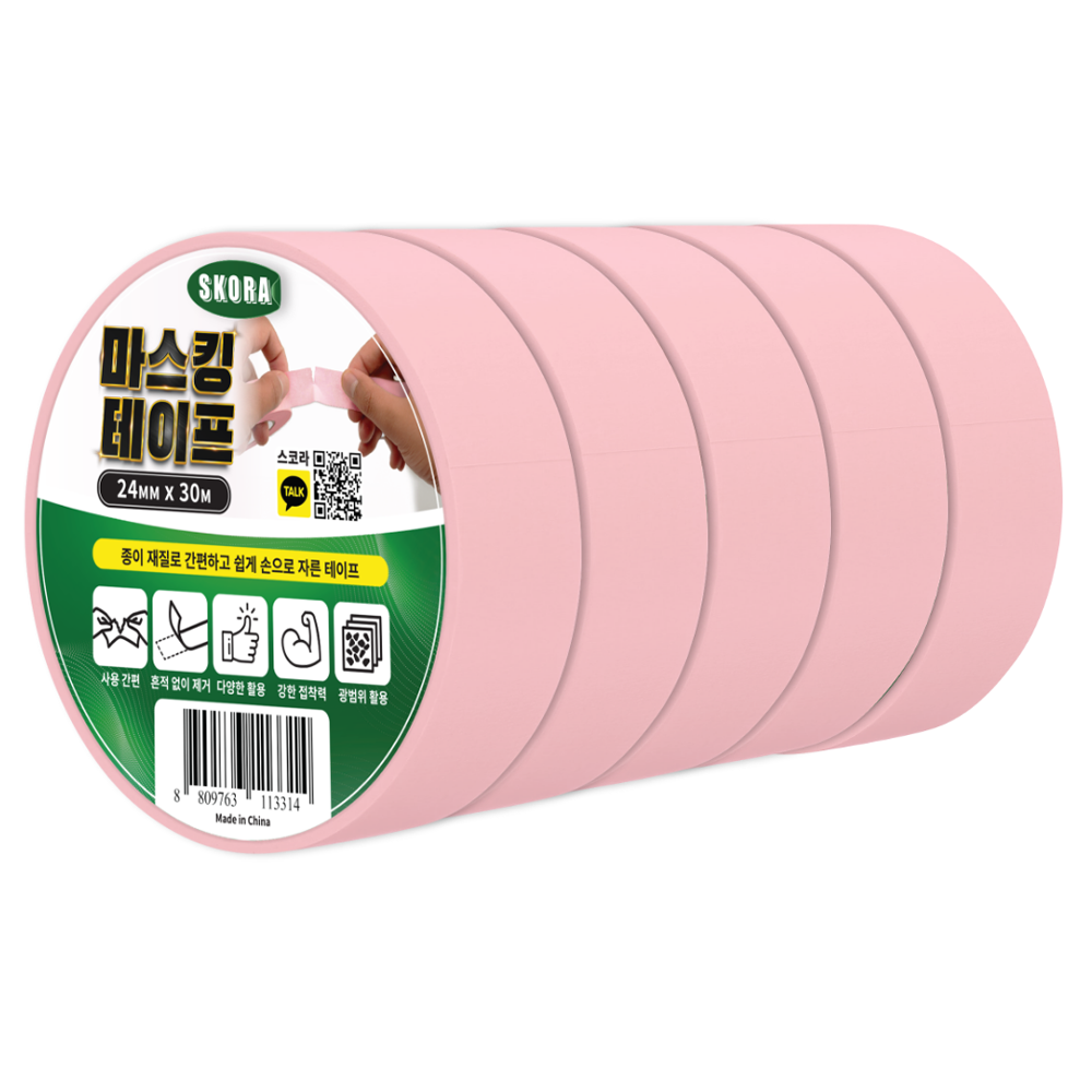 스코라 종이 마스킹 테이프 핑크 24mm x 30m, 5개 13,500원