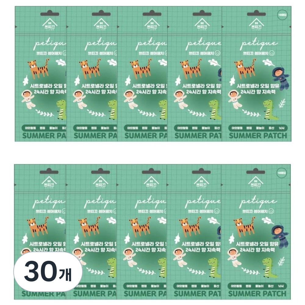 유아 아기 썸머패치 퇴치스티커 초록 18매입, 30개, 10g 24,500원