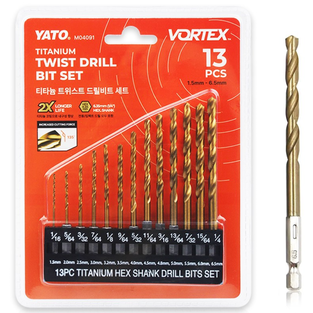 야토 티타늄 트위스트 드릴 비트 13종 세트 육각 전동 임팩 겸용 보관홀더 포함, 1개 7,800원