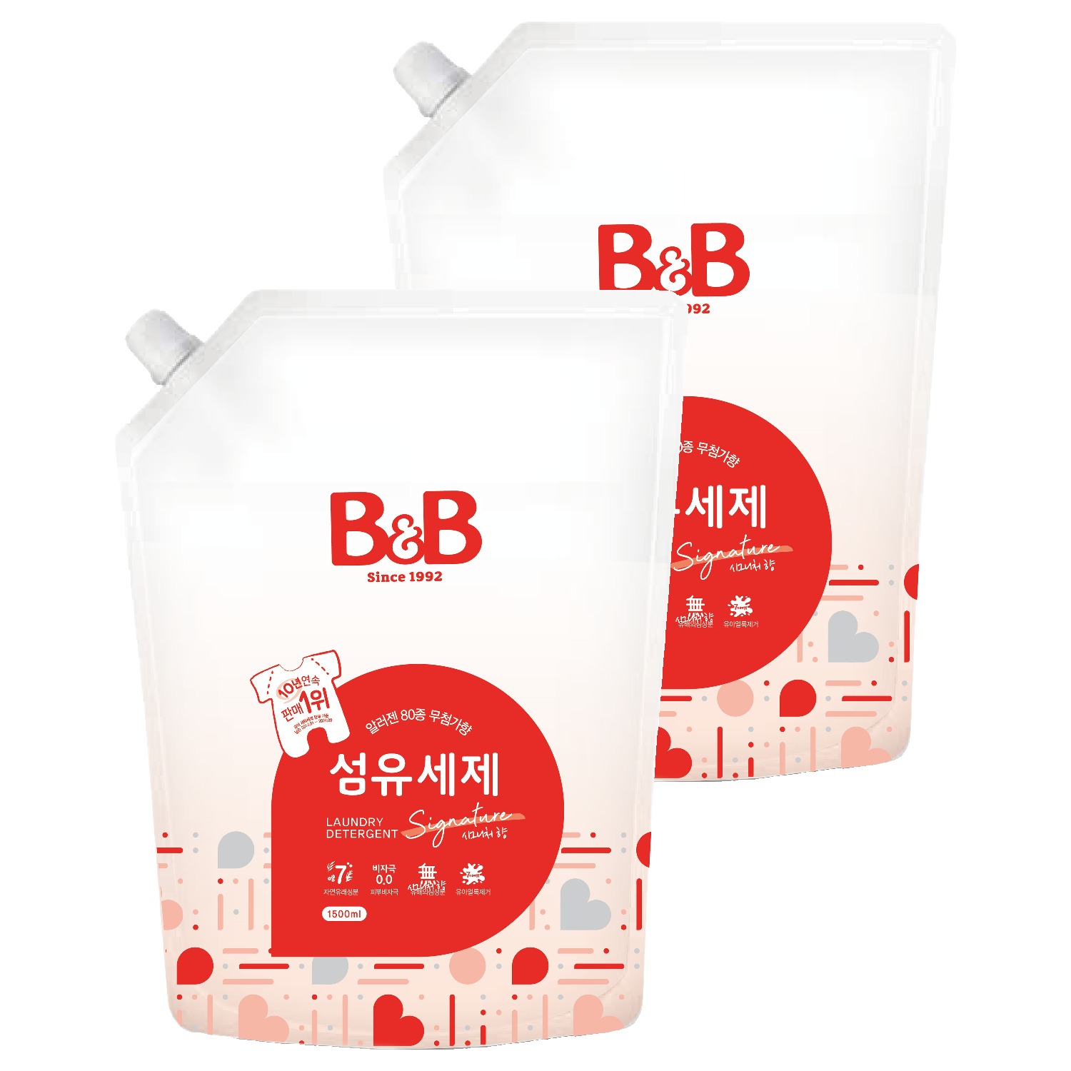 비앤비 유아 섬유 세제 알러젠프리향 캡리필형, 1.5L, 2개 13,980원