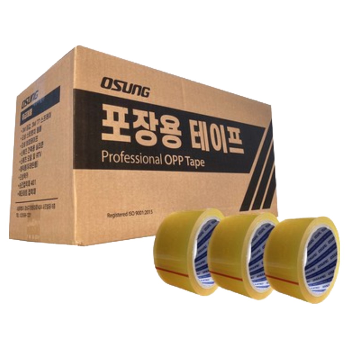 [유니스몰/정품 정규격보장] 오성 국내생산 OPP 중포장 박스테이프 투명 황색 1박스, 1개 30,500원