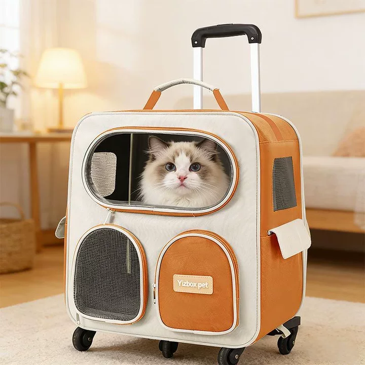 Kismetic 반려동물 이동식 백팩 강아지 캐리어 고양이 이동 캐리어 애견 여행 가방 4륜, 1개, 오렌지 41,900원