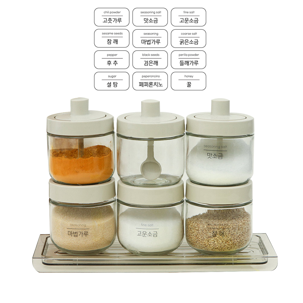 이우아여사 아이보리 블록 유리양념병 + 스푼양념병 세트 36,630원