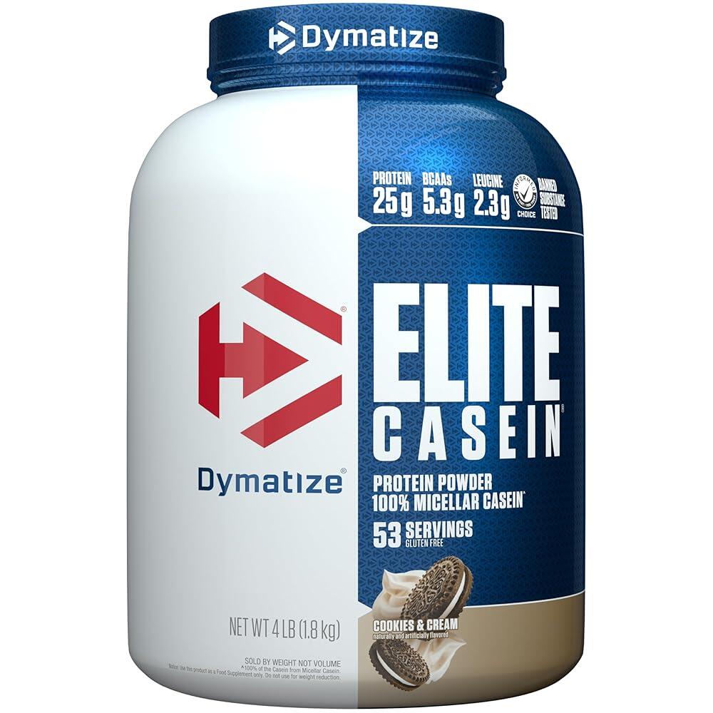 Dymatize 엘리트 카제인 단백질 파우더, 근육 생성 아미노산으로 느린 흡수, 100% 미셀라 카제인, 단백질 25g, BCAA 5.3g 및 류신 2.3g, 밤새 회복에 도, 단일상품 + 단일상품, 1 143,100원