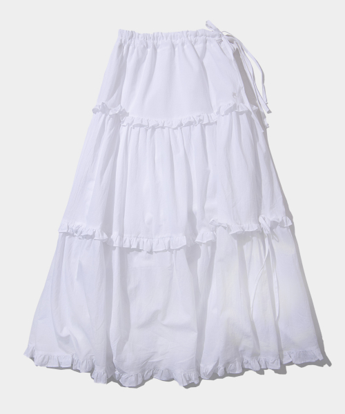 PLACE STUDIO [이나연PICK]캉캉 프릴 플레어 리본 셔링 롱 코튼 스커트 [크림] 24S777708-1200 439971 43,100원