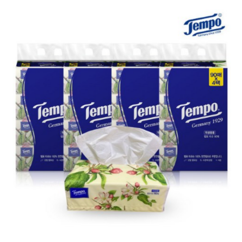 템포 프리미엄 천연펄프 소프트 티슈 4겹 90매 8팩 26,200원