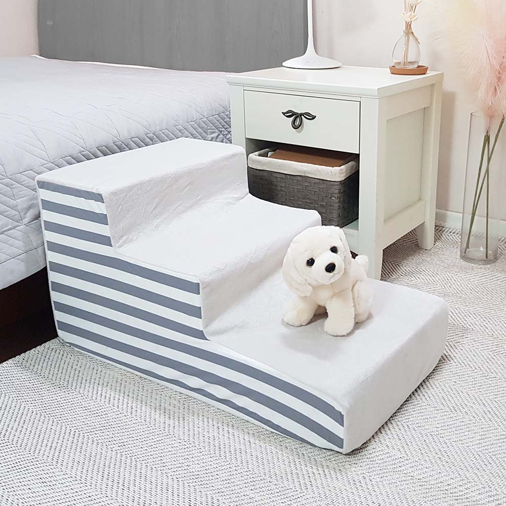 8DECO 강아지계단 애견계단 펫스텝 모음 1단2단3단4단 (커버+솜포함) ce4, 베이지 그레이 스트라입, 1개 28,900원