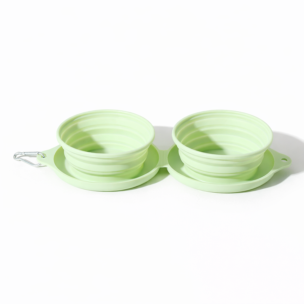 빅보스만물상 휴대용 강아지 접이식 더블 식기 14cm 실리콘 사료 물그릇 애견 산책 필수품, 1개, 그린 9,990원