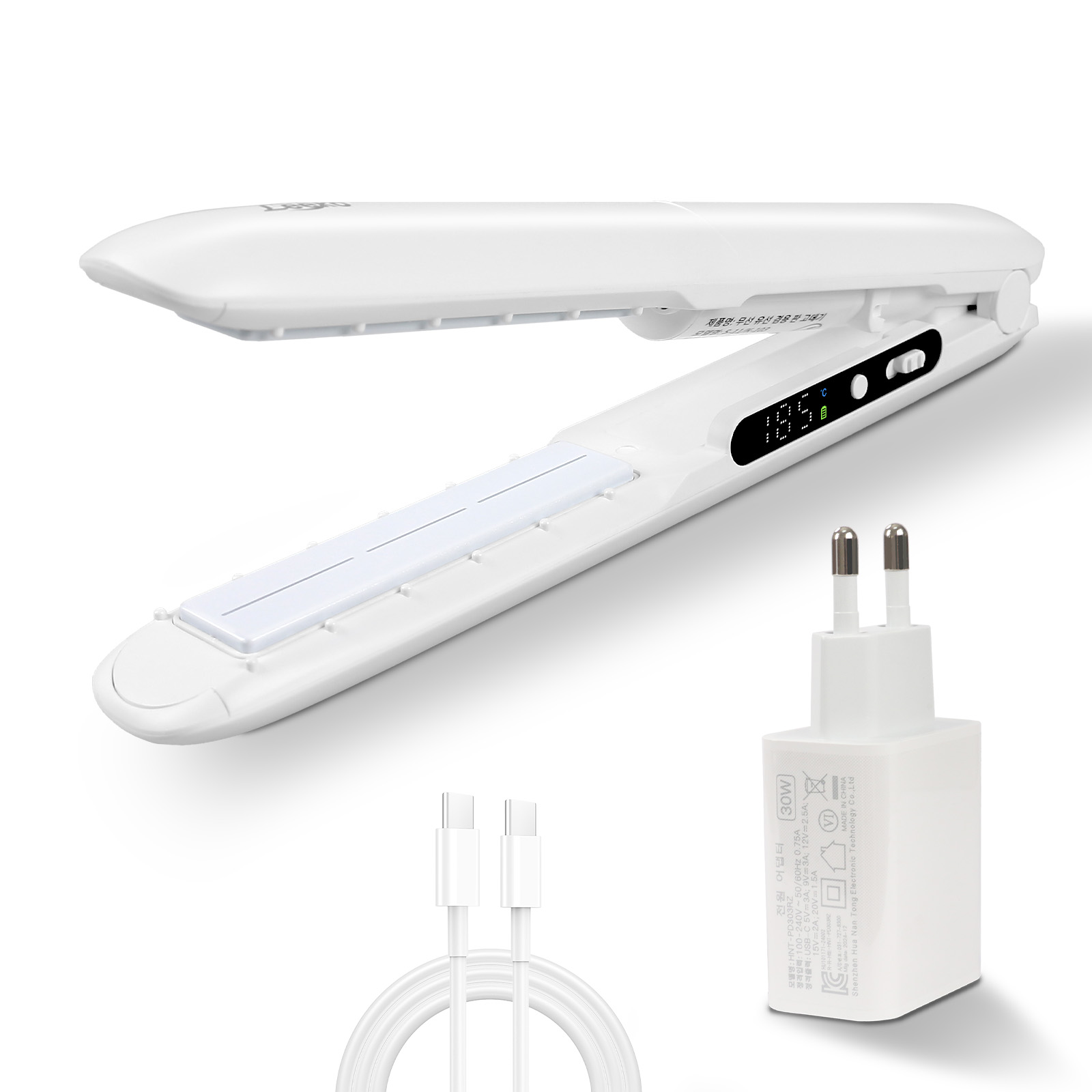 Leeko 무선 고데기/충전하면서 사용 가능 /휴대용 판고데기 여행용 미니 매직기 빠른 예열 C타입 충전 모발 손상 방지, K-103, 화이트 59,800원