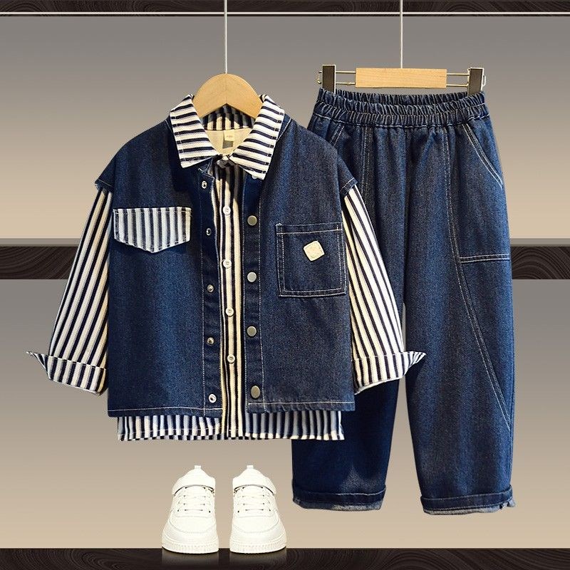 해피유통아동 캐주얼 세트 스타일리시 스트라이프와 청바지 조합 바지와 저지14세 이상 XG03 35,660원