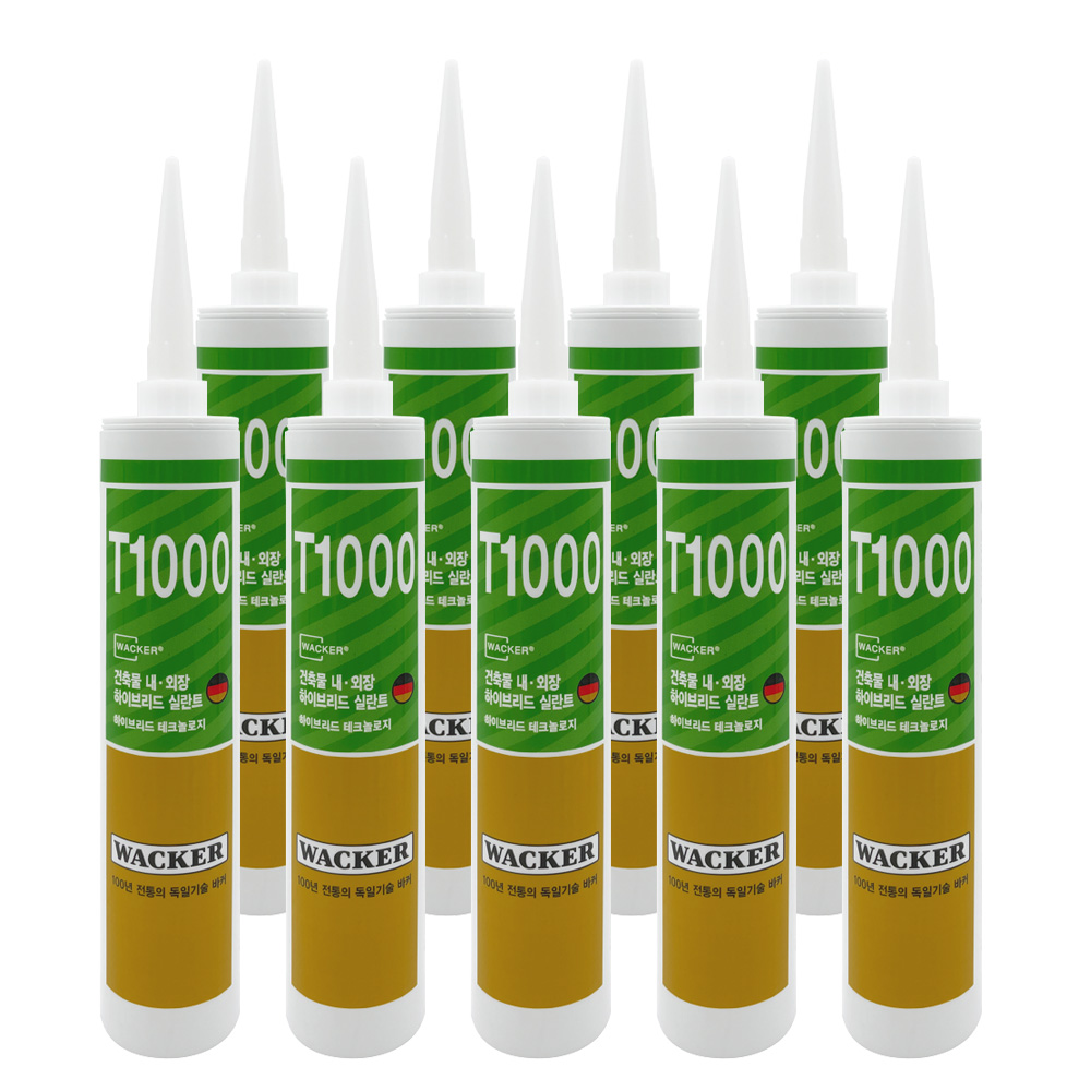 럭키실리콘 T1000 우레탄실리콘 방수용 크랙보수용 비오염성 친환경 실리콘 (백색,회색,녹색), 9개, 현재가 25,600원