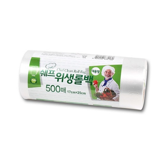 쉐프 롤백 17x25 500매 위생비닐백 다용도 식품보관용 대용량롤타입 3,980원