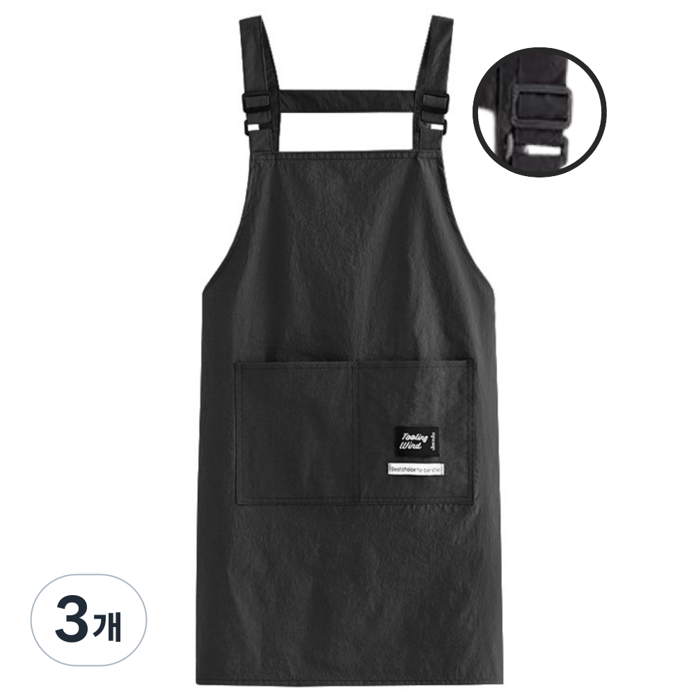 오유핏 남녀공용 길이조절 버클형 방수 앞치마, 3개, 블랙 19,650원