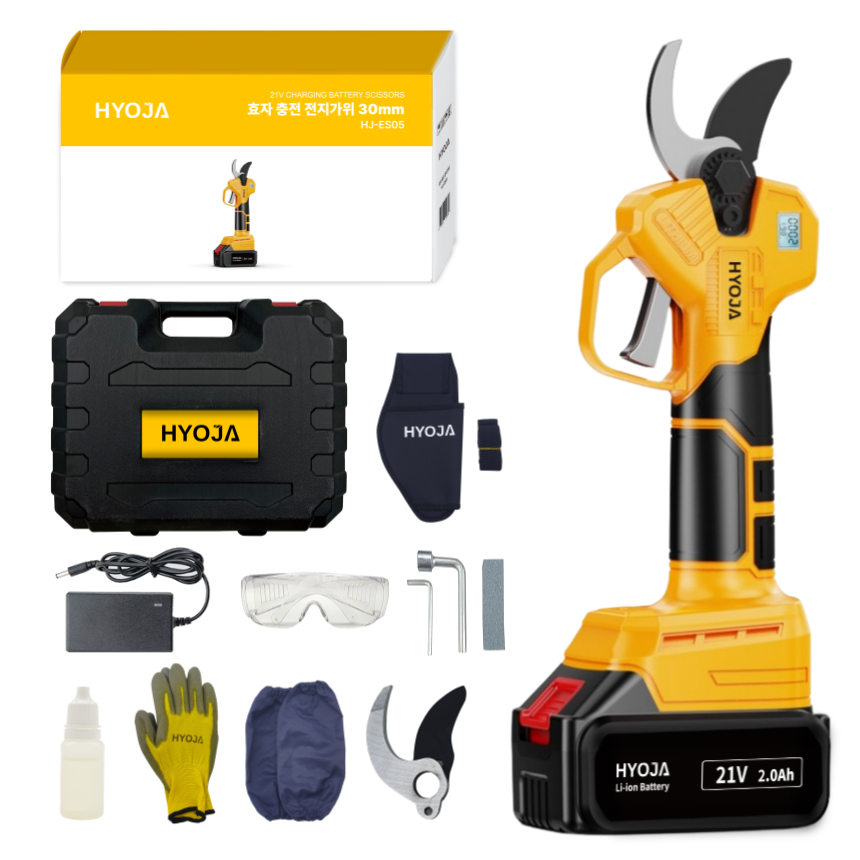 효자 전기 전동 충전 전지가위 30mm 충전식 정전 고지 나무 가지치기 165,900원