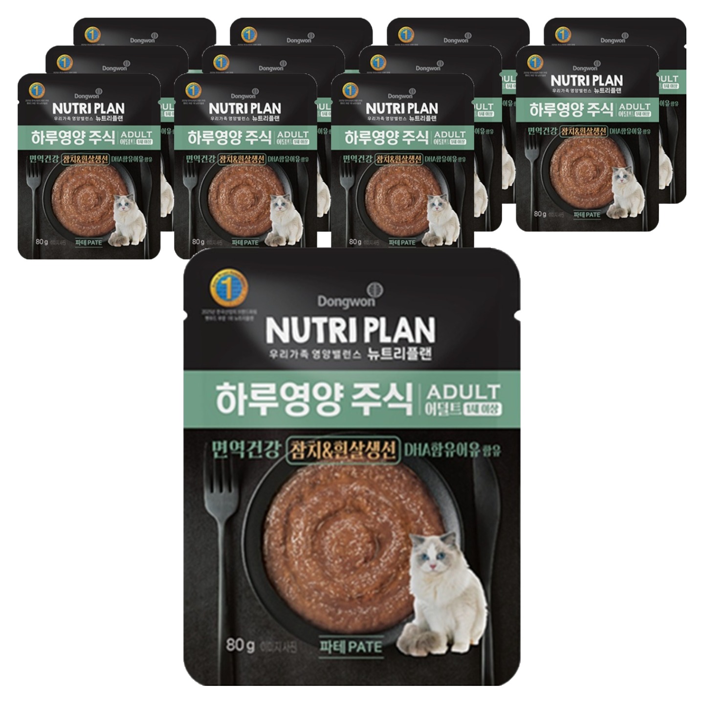 동원뉴트리플랜 어덜트 고양이 하루영양 주식파우치 흰살생선, 흰살생선, 80g, 12개 18,010원