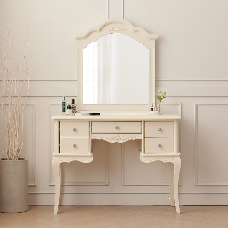 파로마 제네브 원목도장 화장대 + 거울 세트 방문설치, 크림화이트 299,000원