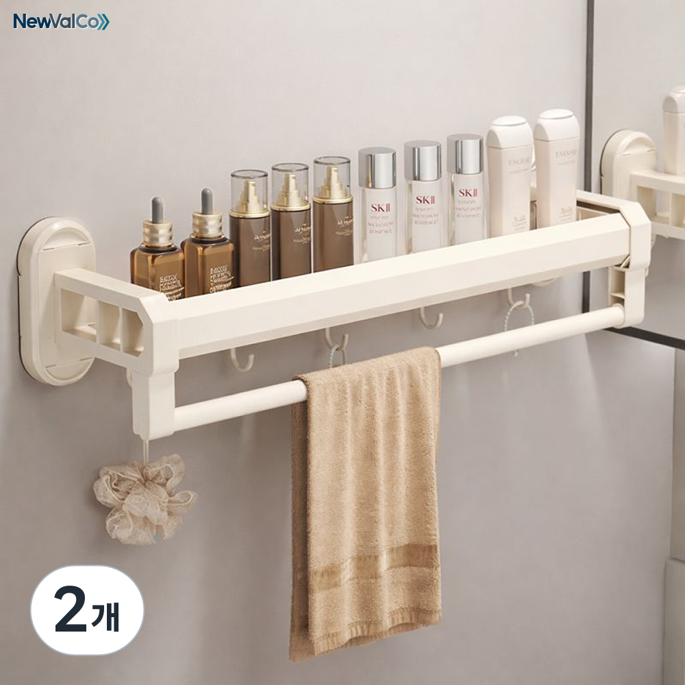뉴밸코 무타공 초강력 4중 진공흡착 욕실선반, 2개, 소형 밀크화이트 47,280원