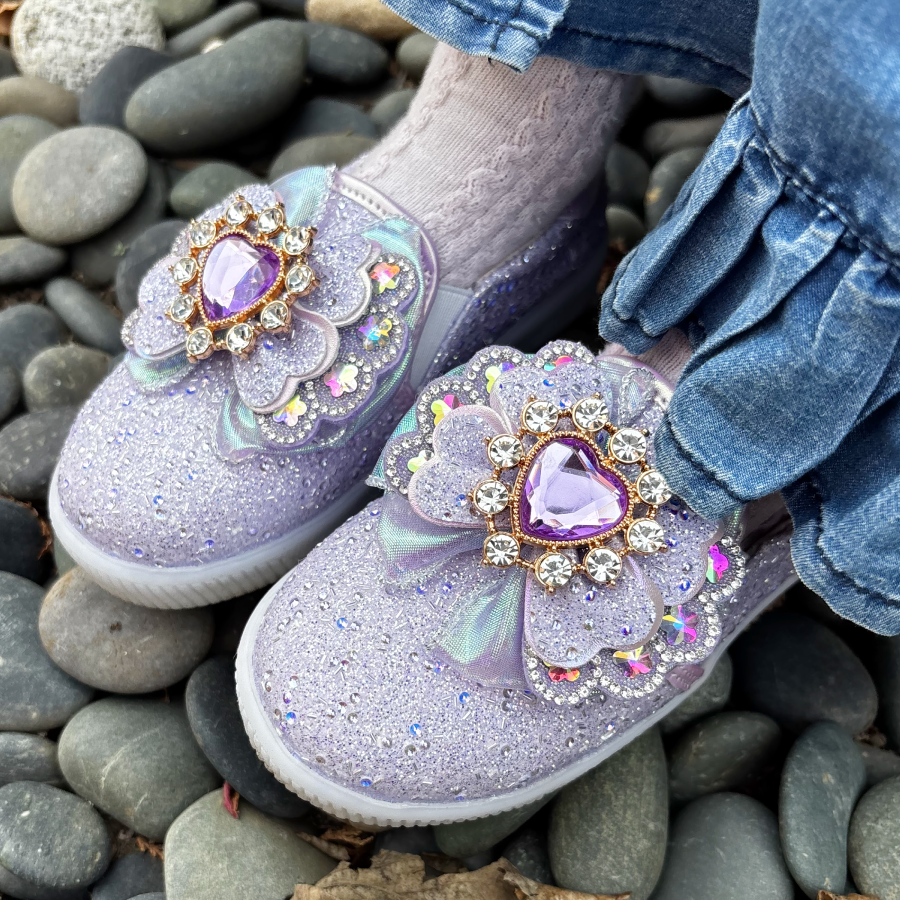 프롬베베 여아용 리라 큐빅 글리터 리본 LED 슬립온 43,000원