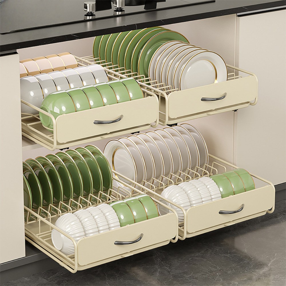 Unique 주방 하부장 슬라이딩 서랍형 그릇 접시 수납 선반  스텐 식기건조대 39,880원