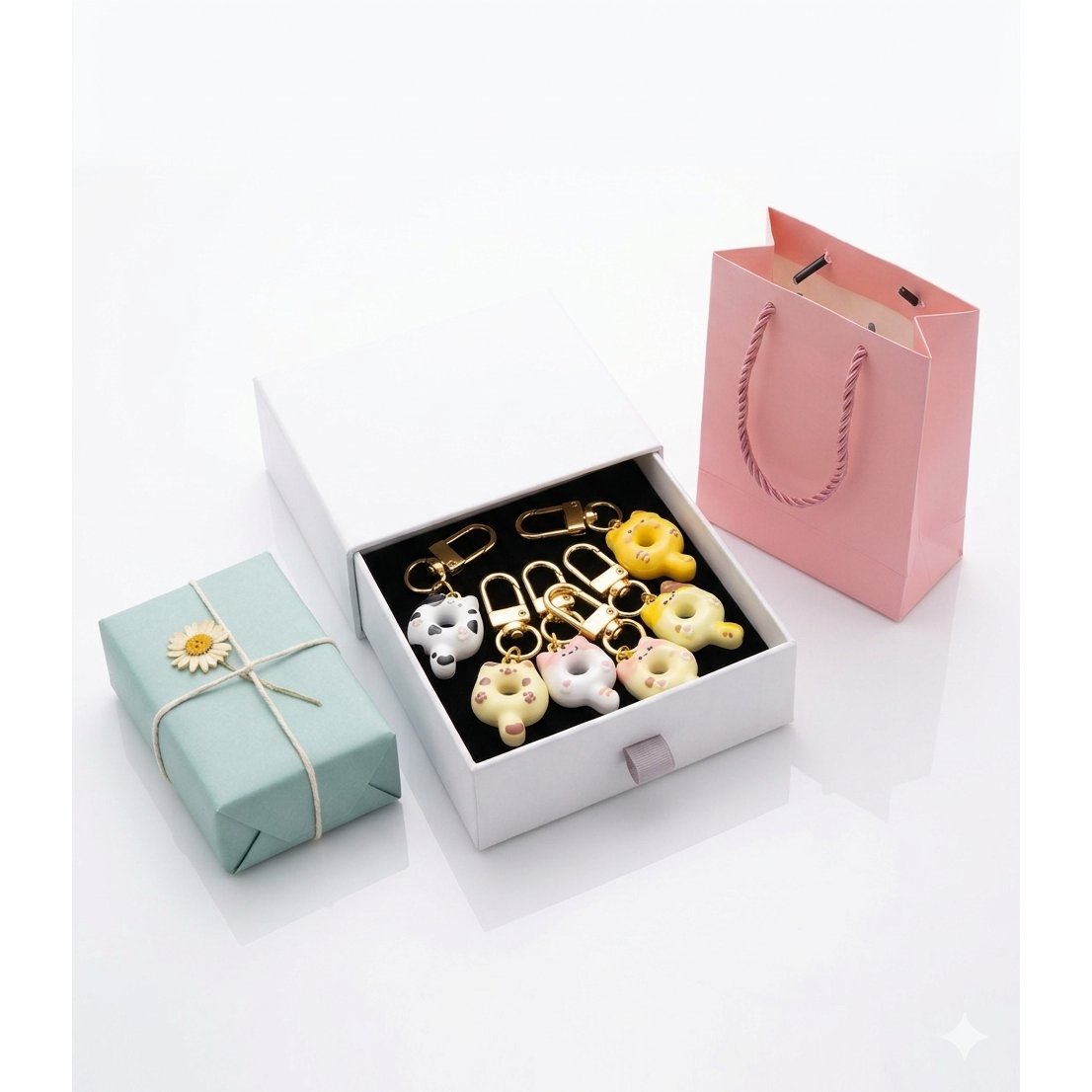 다니엘샵 짱귀여운 선물용 6종 도넛 고양이 키링 12,900원